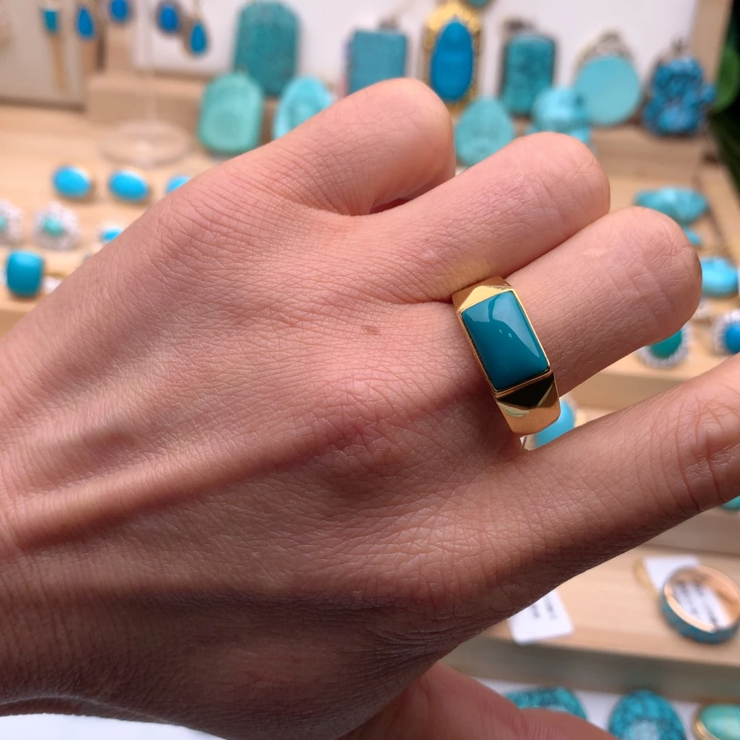 绿松石18K金镶嵌珠宝奇石