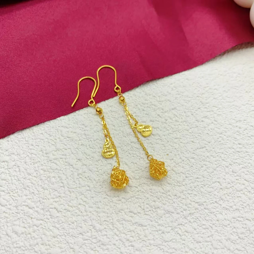 【木韵阁】足金999 黄金5G葫芦耳钩耳钉 3.83