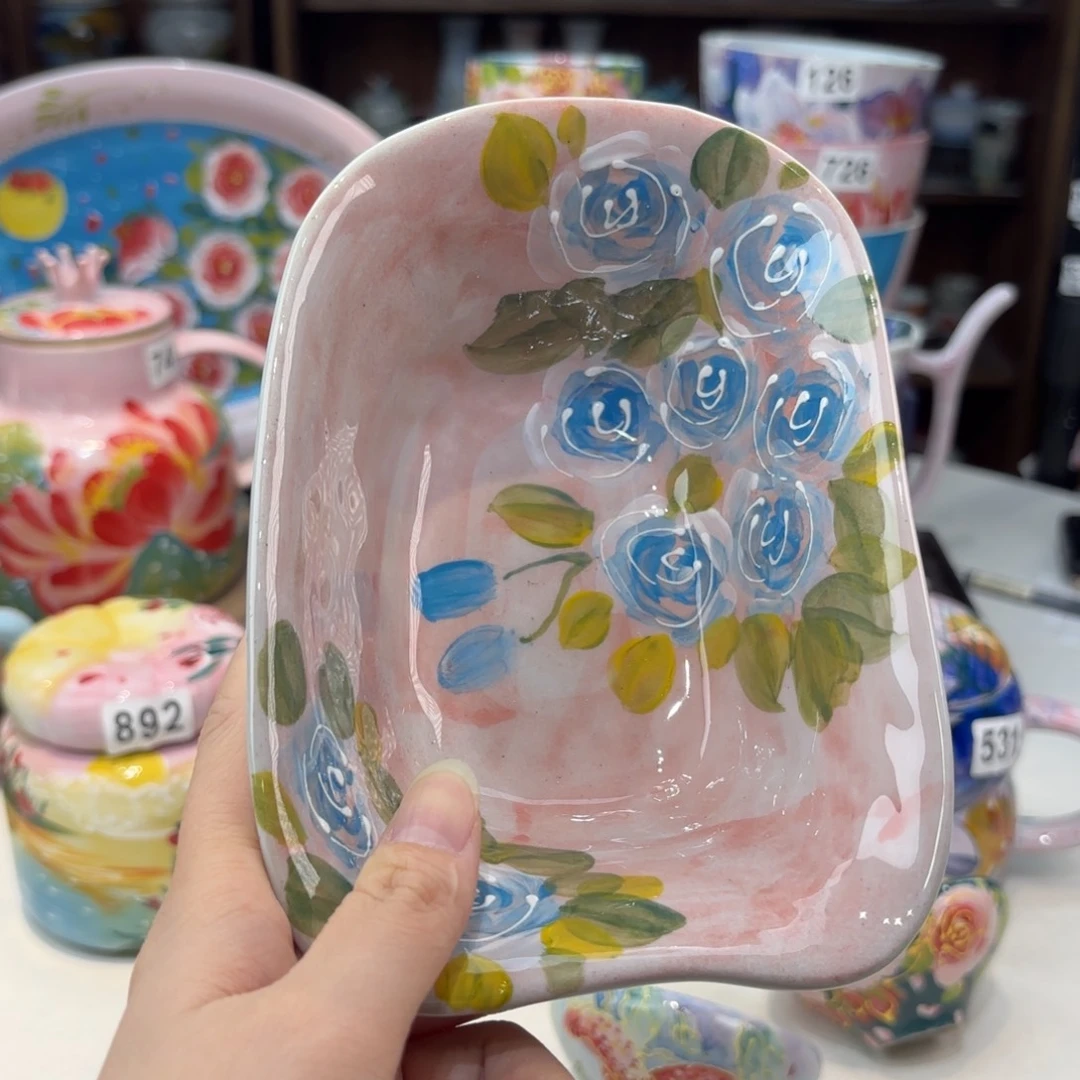 瓷片景德镇手绘高温釉下彩陶瓷茶具