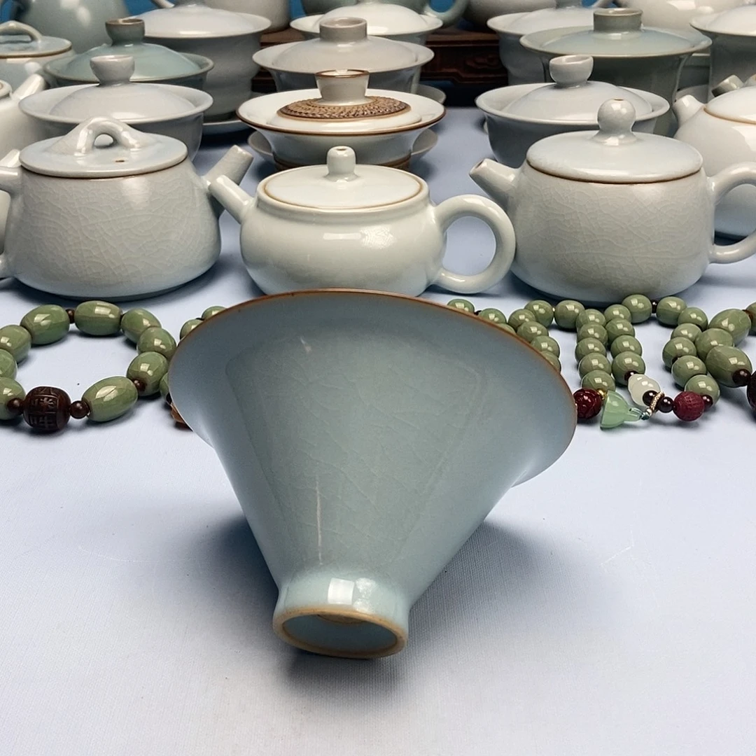 杯天青微蓝斗笠杯原矿原釉原产地