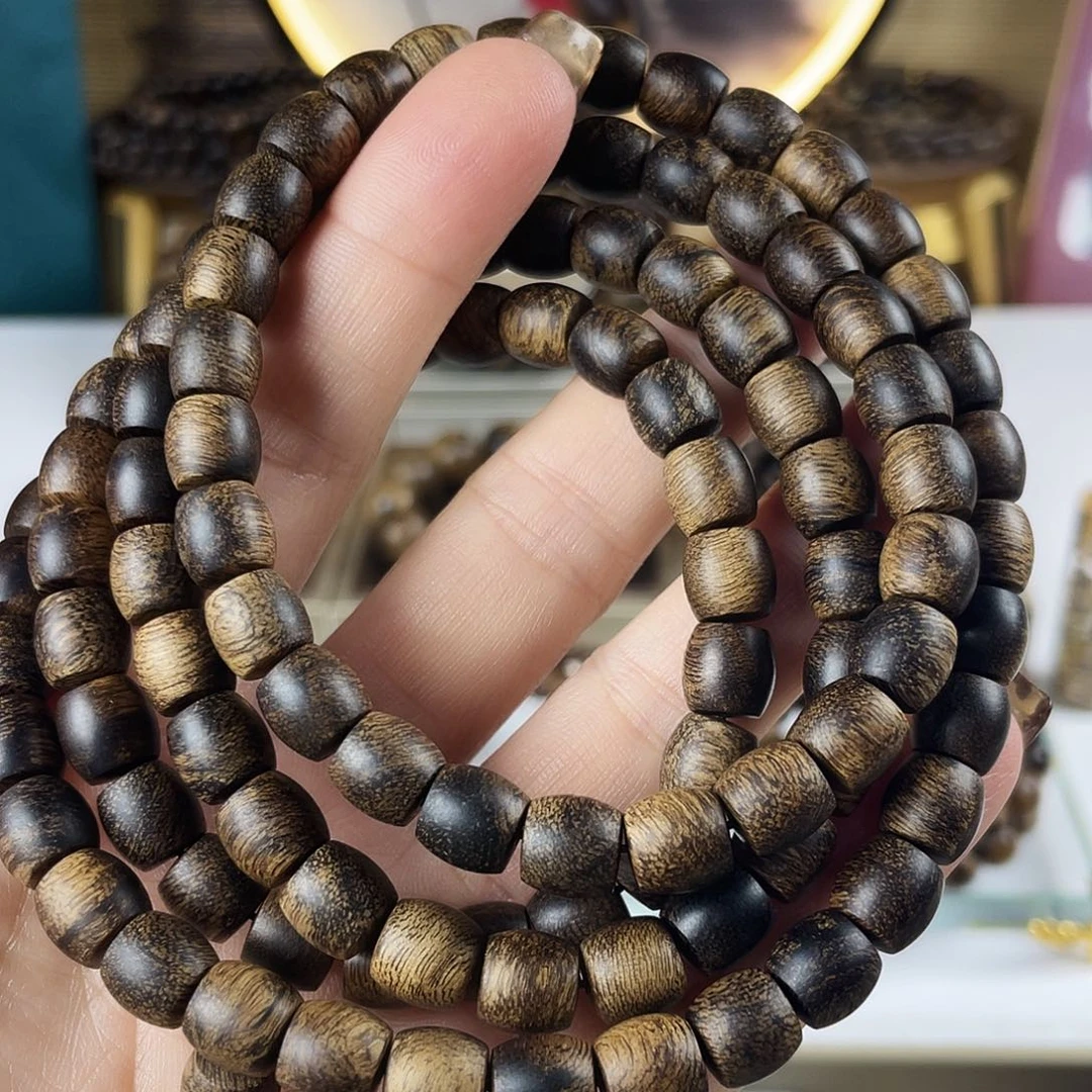 手串沉香越南芽庄老白棋玉化老料瘤疤虎斑0.8×108