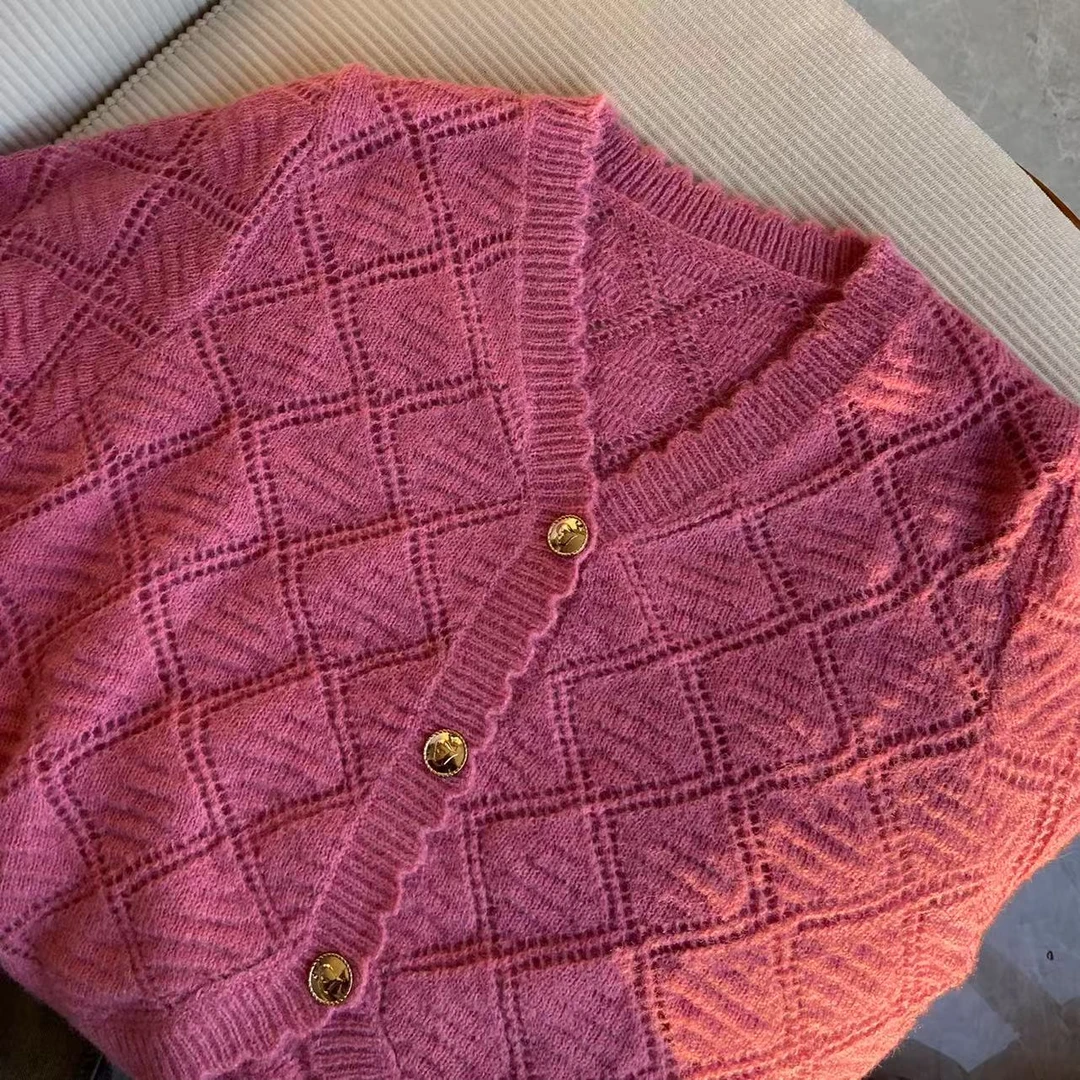 【CHEN】洋气显瘦法式蕾丝领设计感长袖针织开衫25011611