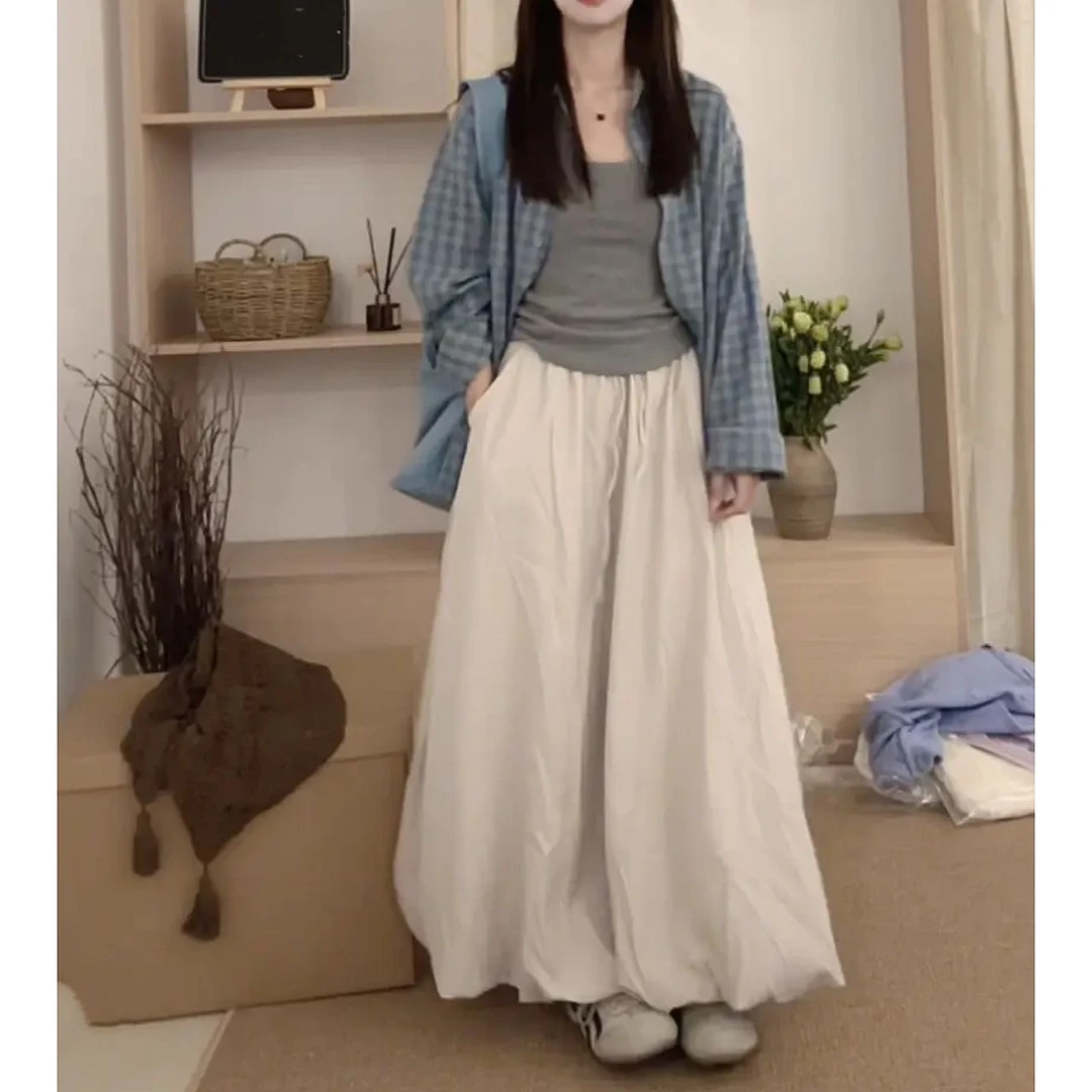 韩版松弛感花苞灯笼裙女慵懒风休闲百搭减龄A字半身裙2712#0.15