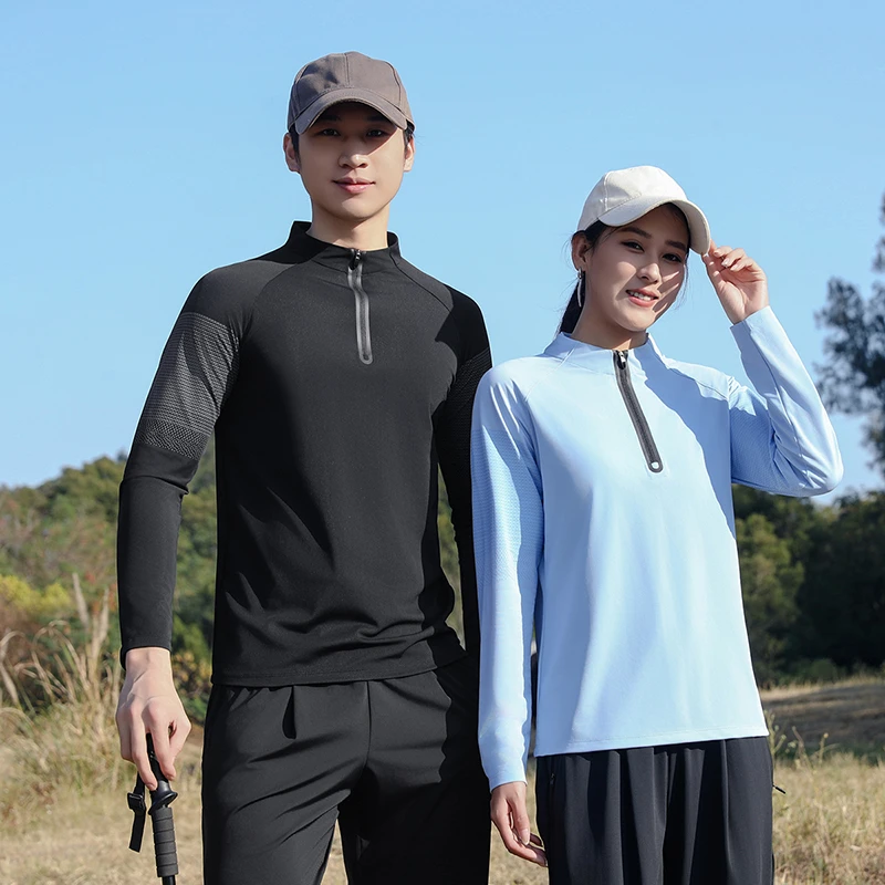 户外速干衣长袖男女春夏防晒跑步运动T恤爬山情侣弹力骑行健身服
