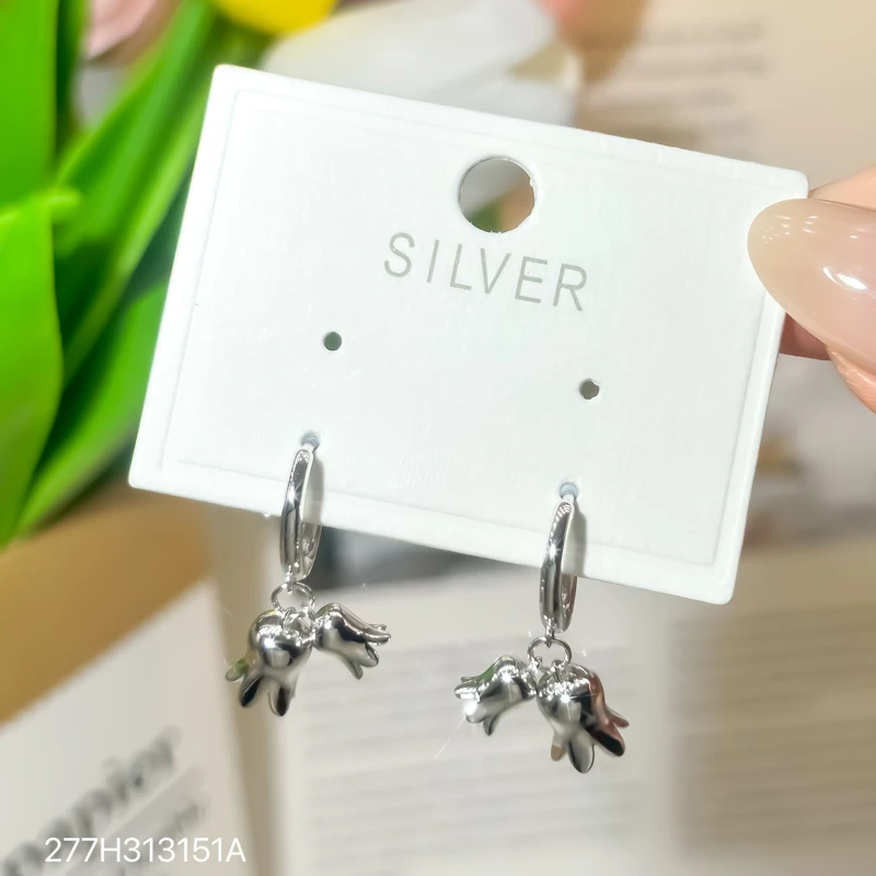 925银耳饰 女款复古百搭铃兰花耳扣精致时尚气质耳圈高级感耳饰