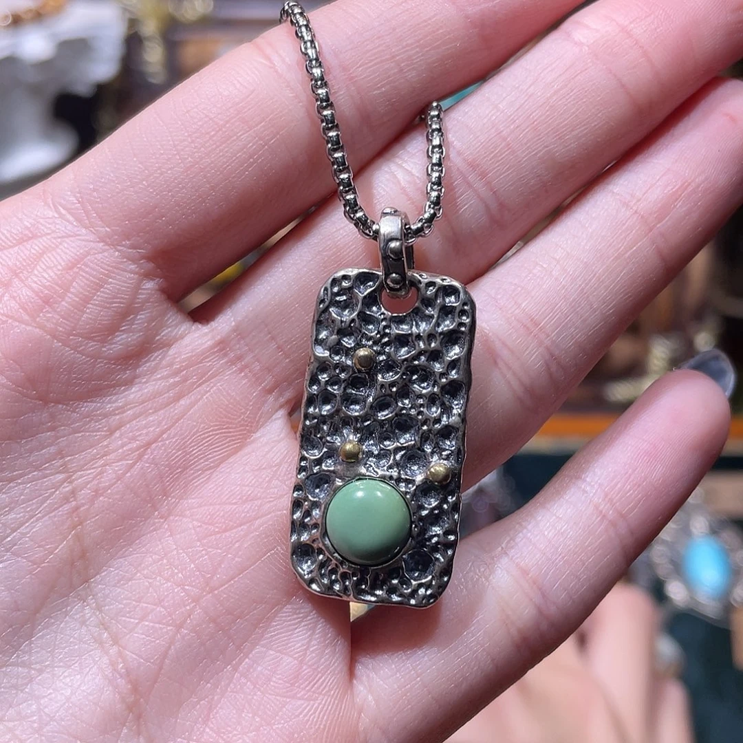 绿松石银S925镶嵌颈饰