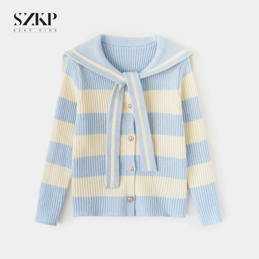 【SZKP】亲肤柔软海军领开衫女童春季中大童儿童外穿毛衣MFYC550398