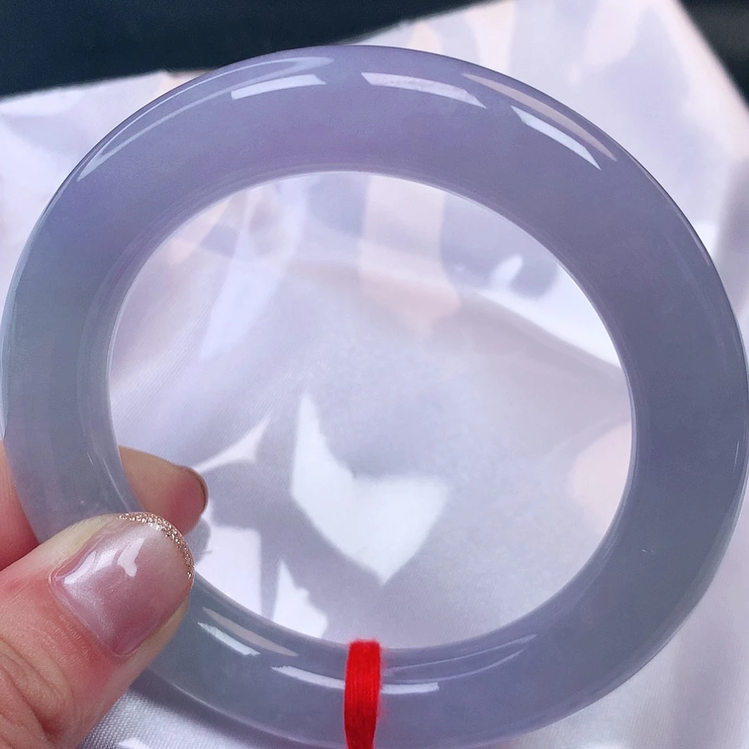 未镶嵌手镯（圆镯）翡翠沐**开毕业镯冰紫大胖圆，分单5万尾款