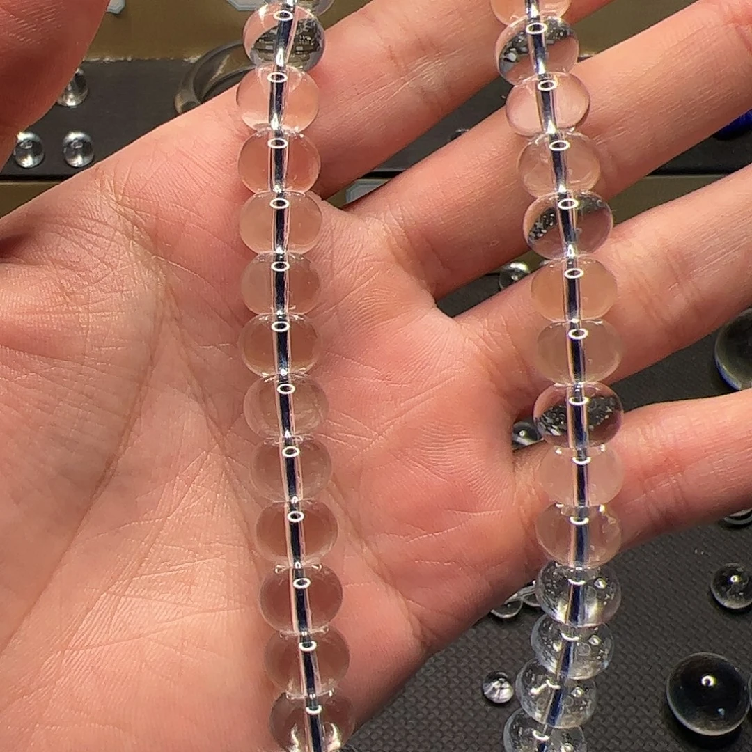 @***@手串水晶未镶嵌纯天然白水晶全净体10mm+算盘珠手持