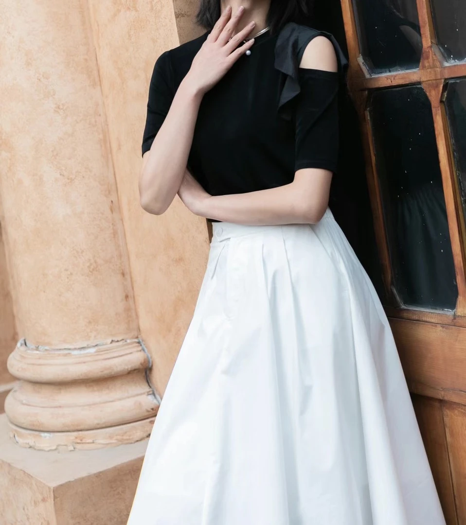 法式气质露肩上衣（直播间专属链接不退换）