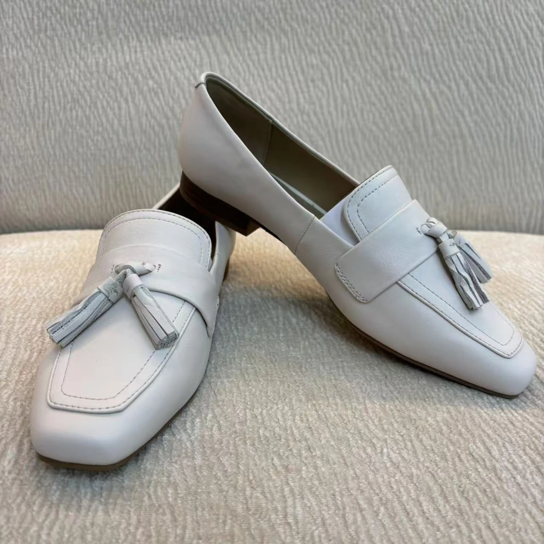 CXZ3971 低跟方头流苏软面乐福鞋