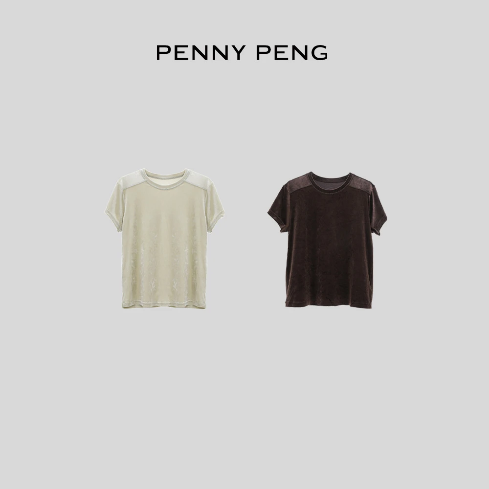 PENNYPENG午后阳光春季上新时尚舒适百搭两色简约圆领百搭短袖