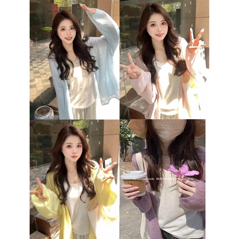 薄款防晒衣服针织开衫外套夏季宽松慵懒风外搭空调衫设计感小众