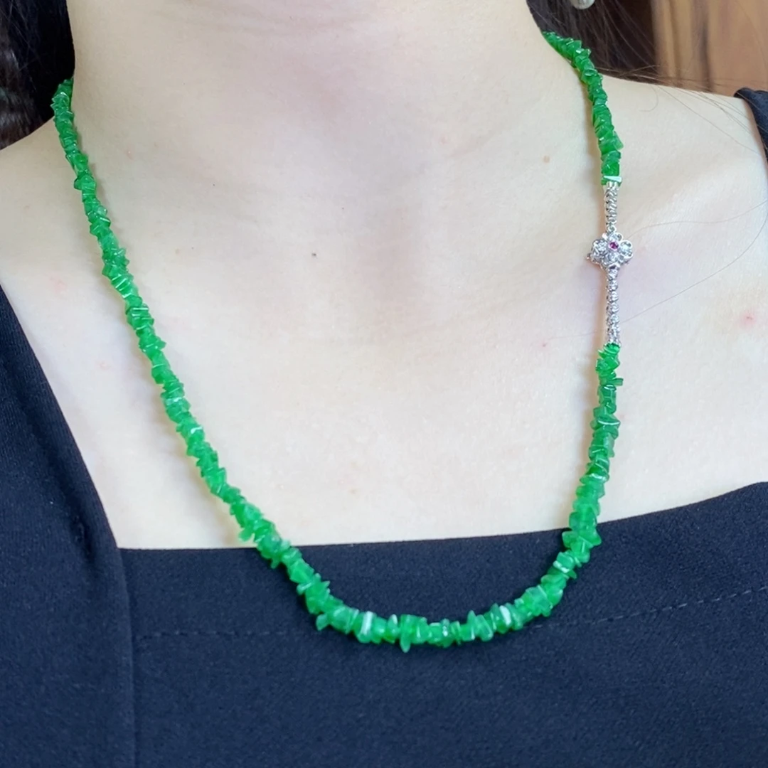 翡翠18K金镶嵌项链穗穗