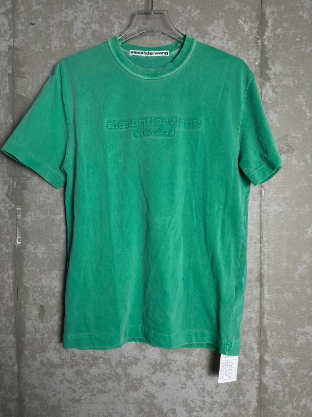 未使用 MaxMara XS*1/AlexanderWang绿色浮雕logo短袖/10294/JP