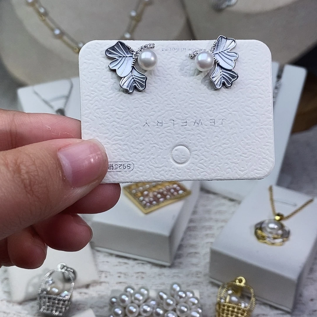 银S925镶嵌淡水珍珠耳饰