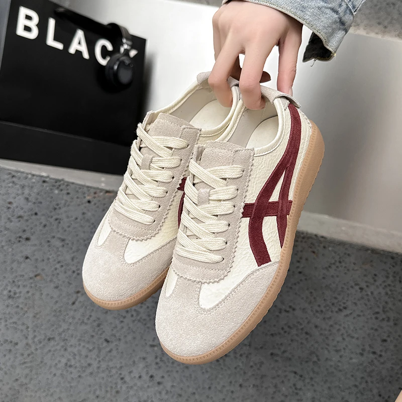 德训鞋女2025新款运动休闲单鞋平底系带复古百搭轻便软底阿甘鞋