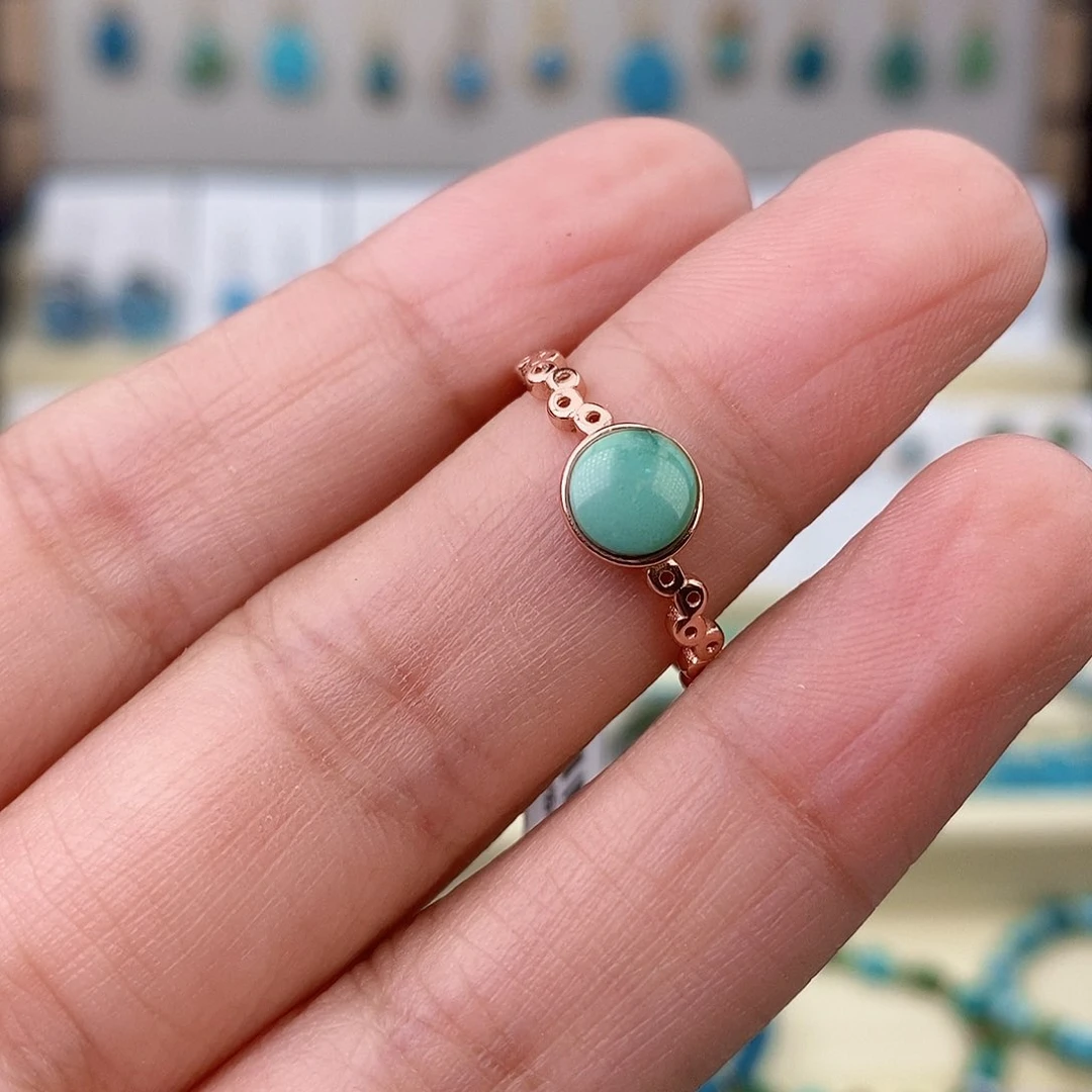 绿松石银S925镶嵌戒指