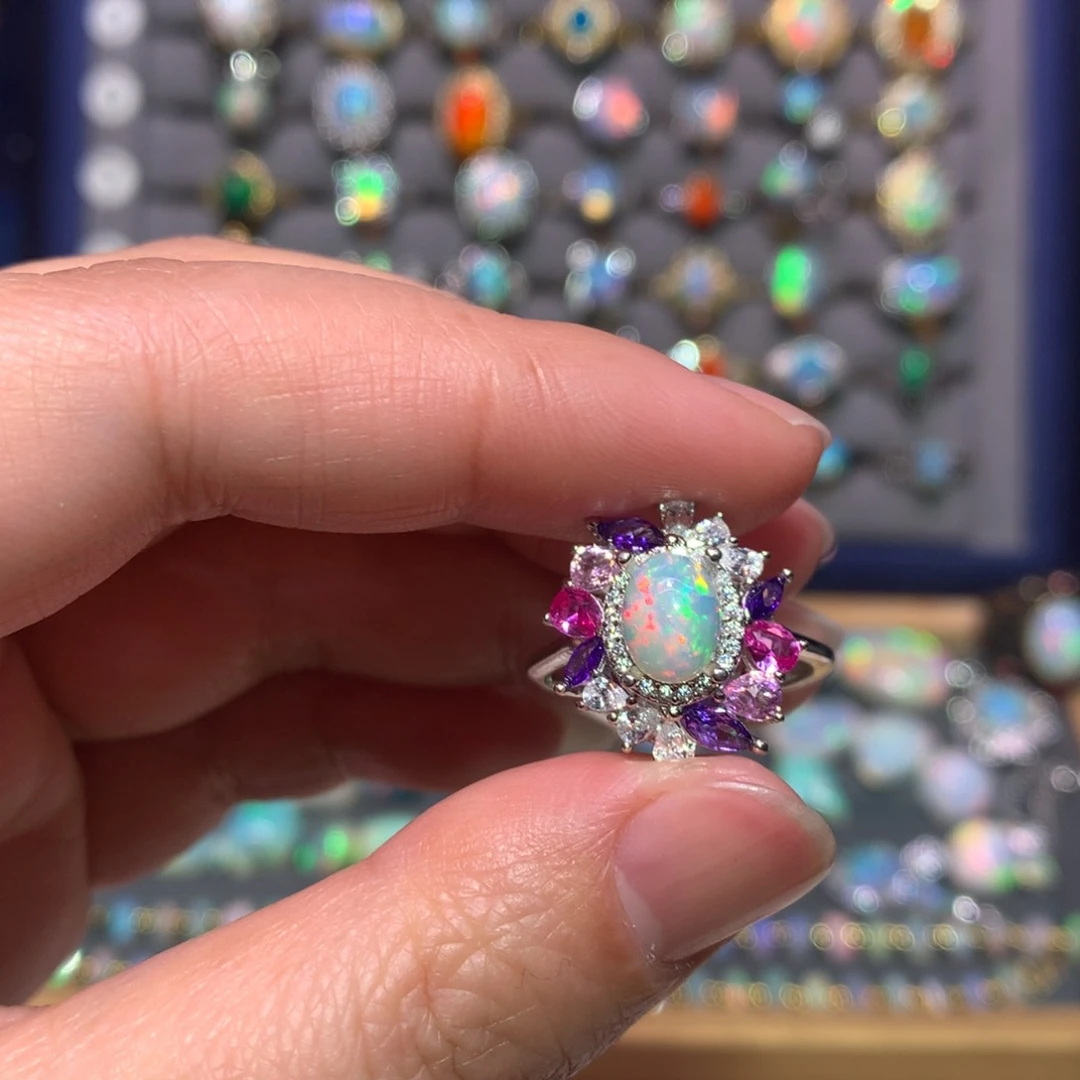 银S925镶嵌欧泊戒指款式