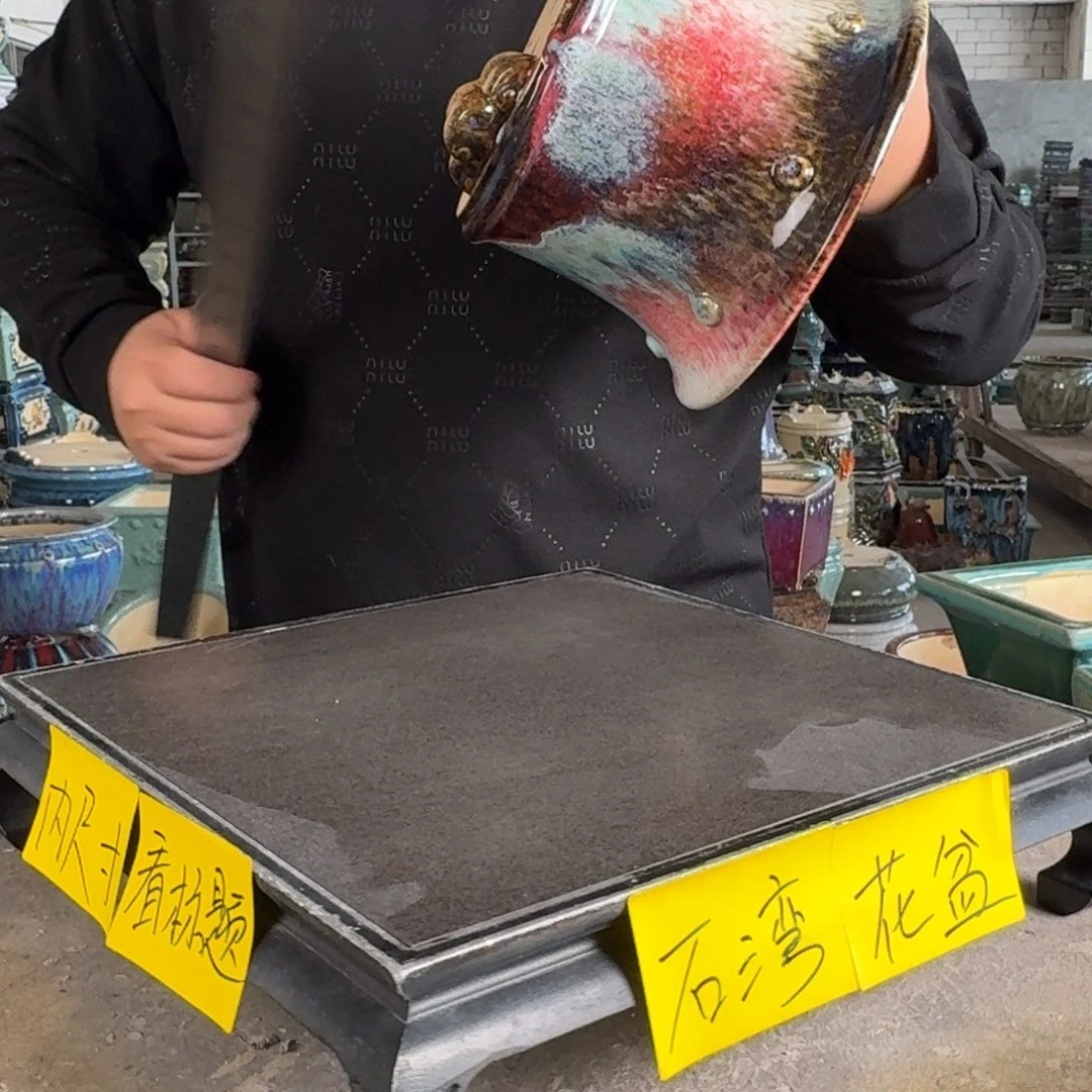 。一风堂石湾花盆 瑕疵高温裂 内17*14