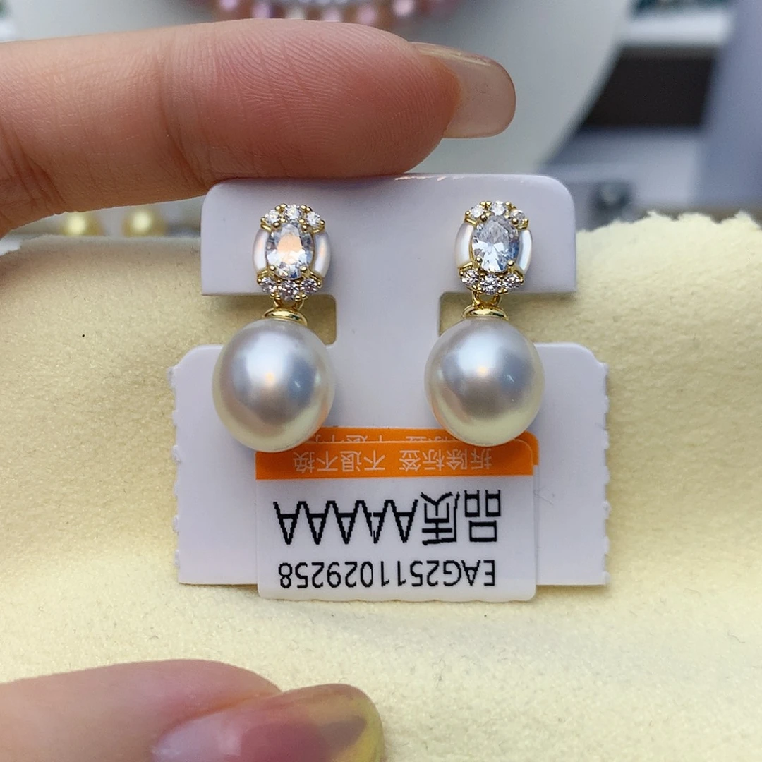 耳饰海水珍珠银S925镶嵌w34