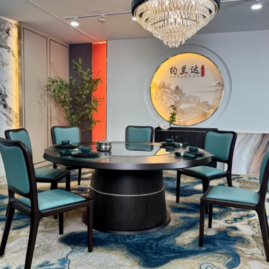 石墨烯加热旋转餐桌智能恒温保温餐桌家用商用暖菜圆桌3秒速热