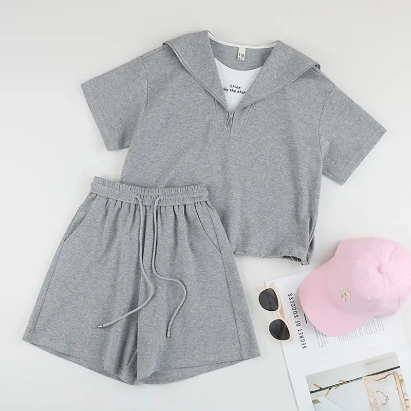 夏季新款女童休闲运动套装中大童学院风两件套薄款zb5796田范KIDS