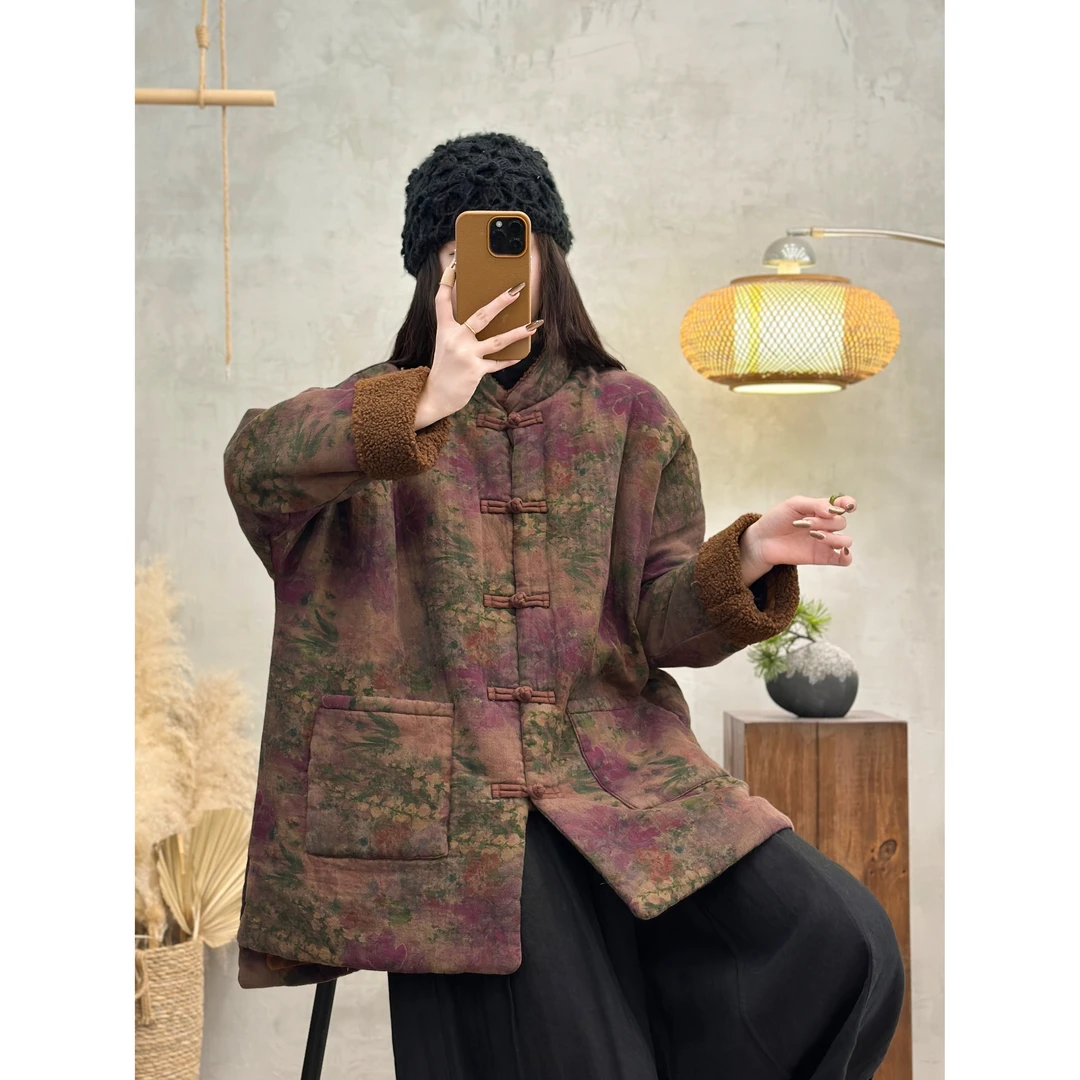 8872秋冬新款时尚气质显瘦遮肉洋气休闲女加厚宽松夹棉小棉袄外套