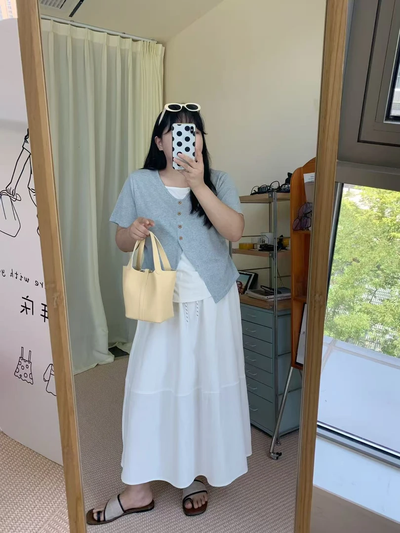 【鱼白专属】新款胖mm大码女时尚百搭撞色假两件设计感短袖T恤A1602