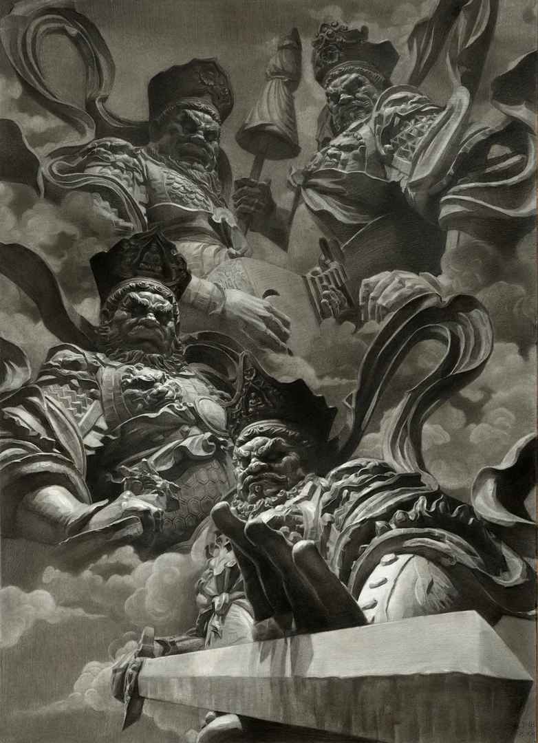 四大天王艺术微喷版画