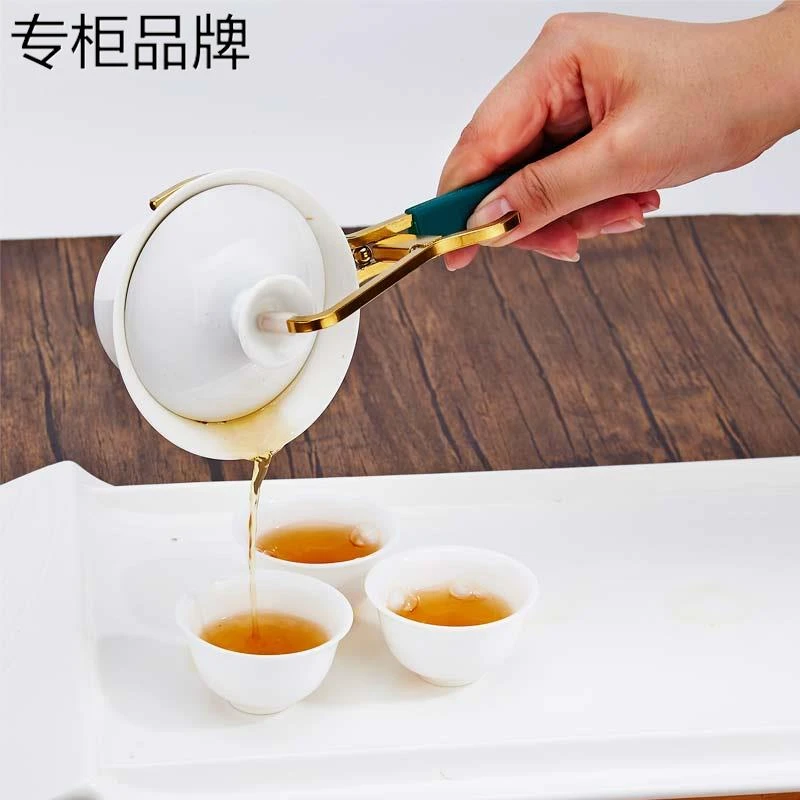 意尔 康功夫茶盖碗防烫三角夹子泡茶神器不烫手6君子不锈钢冲茶神