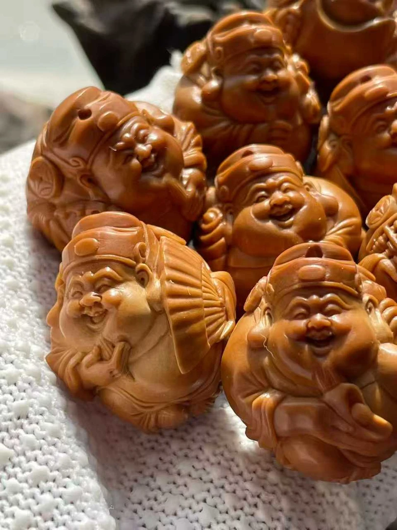 宽2.5左右【八大财神】纯手工橄榄核核雕手串
