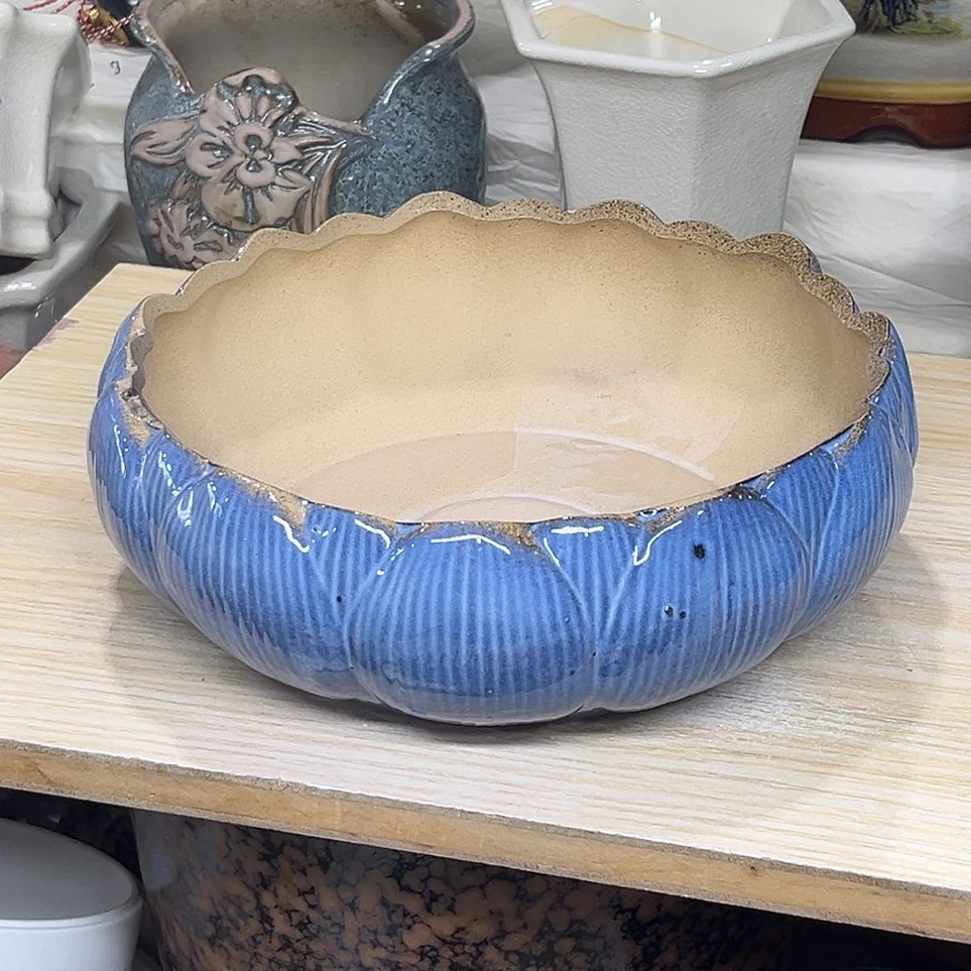 陶瓷绿植多肉微瑕花盆口径22*8.5打孔