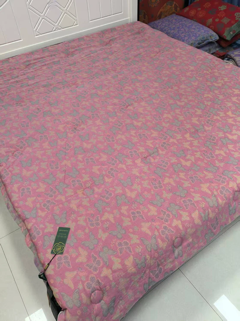 双人春夏新款粉色蝴蝶双层纱布被200 x 230