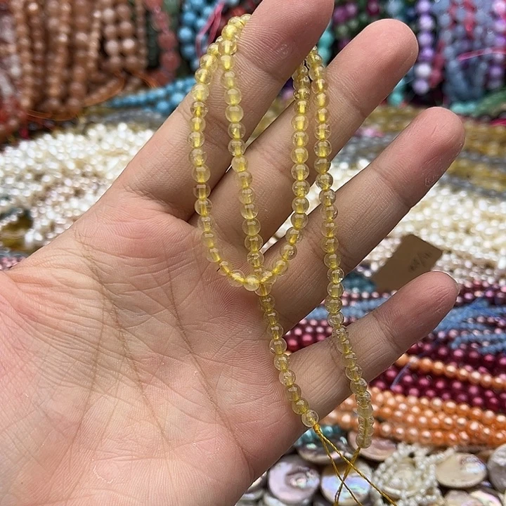 玛瑙/玉髓未镶嵌珠宝半成品4mm左右金发晶