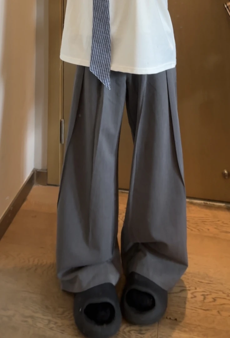 K19 立体工字褶A字廓形弯刀TR西裤通勤休闲裤