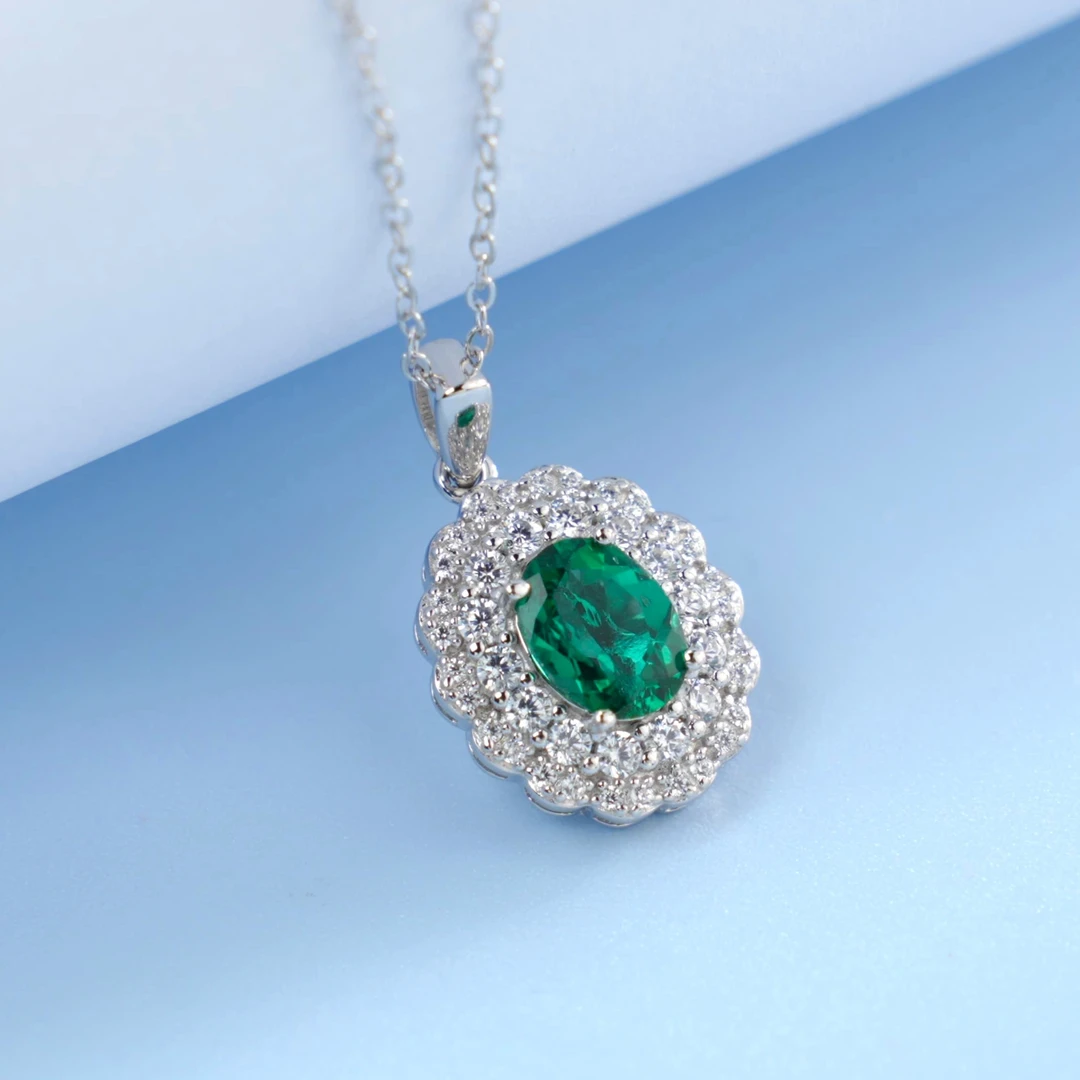 培育祖母绿【艾尔夫精选】祖母绿豪镶太阳花显气质项链 P5524