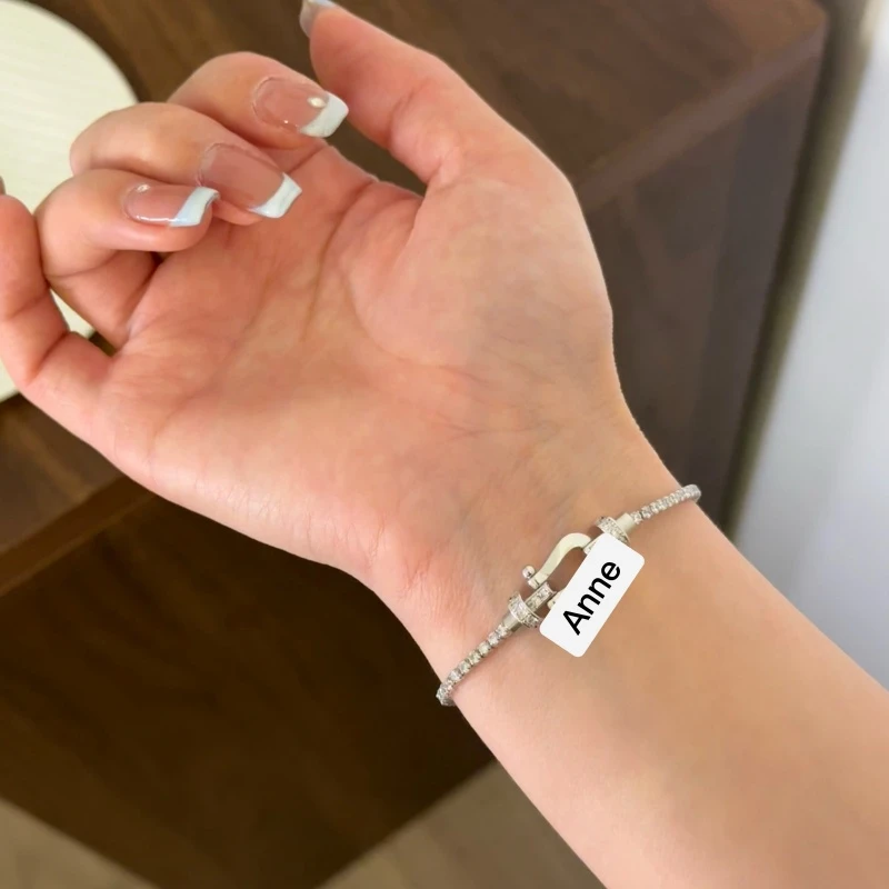 铜合金手链 【S336】高级感爆闪镶锆马蹄手链