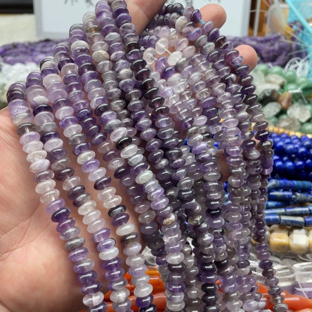 玛瑙/玉髓合金珠宝半成品一条装卡8mm紫水算盘珠
