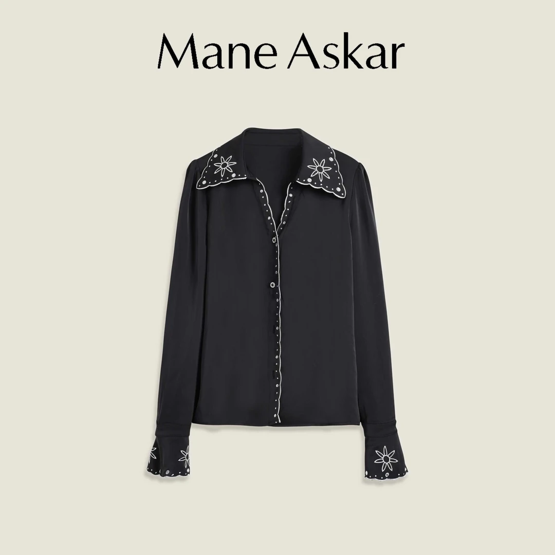 秋季新款高级感气质重工刺绣衬衫女装上衣OK7148