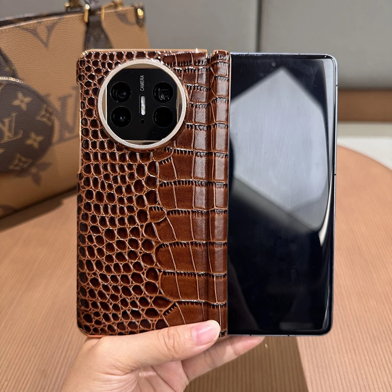 适用华为matex6/matex5手机壳新款双中轴保护高档鳄鱼纹真皮外壳
