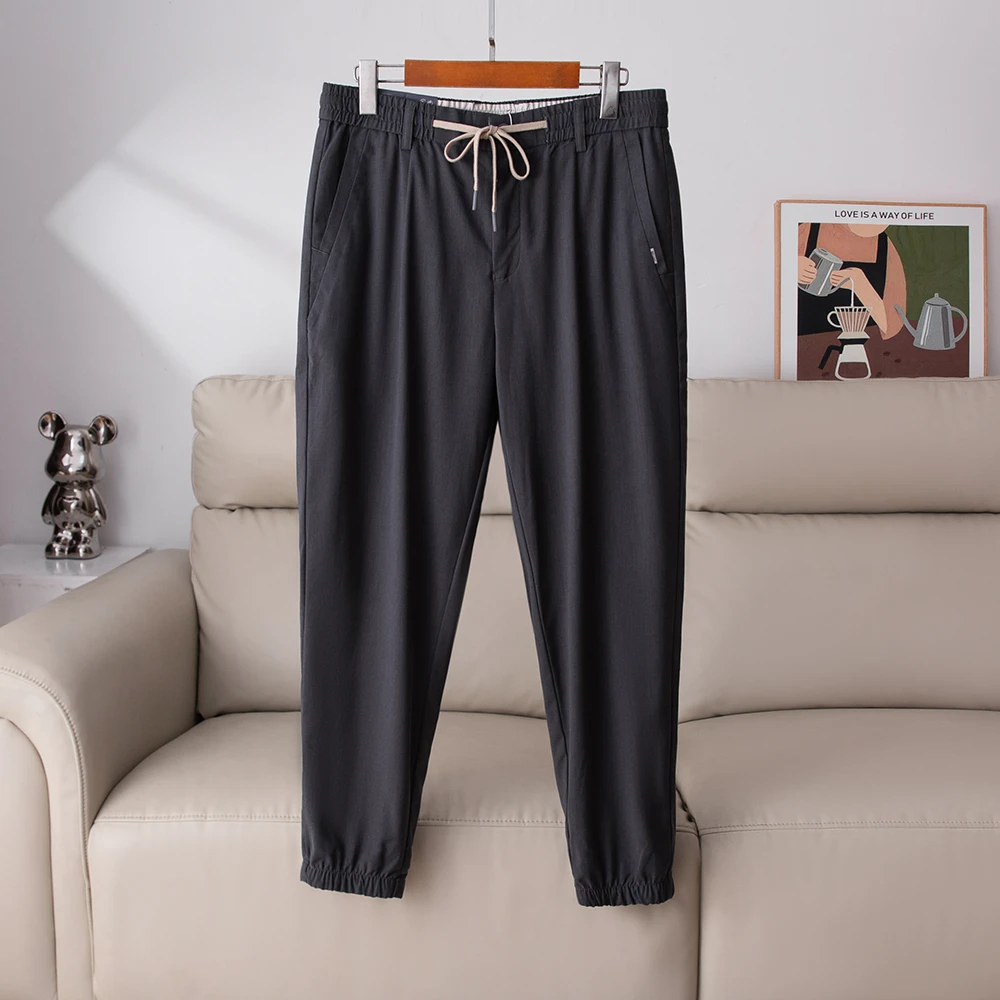 H2U137撤柜款！男士休闲裤子春夏薄款透气束脚裤松紧腰运动裤宽松