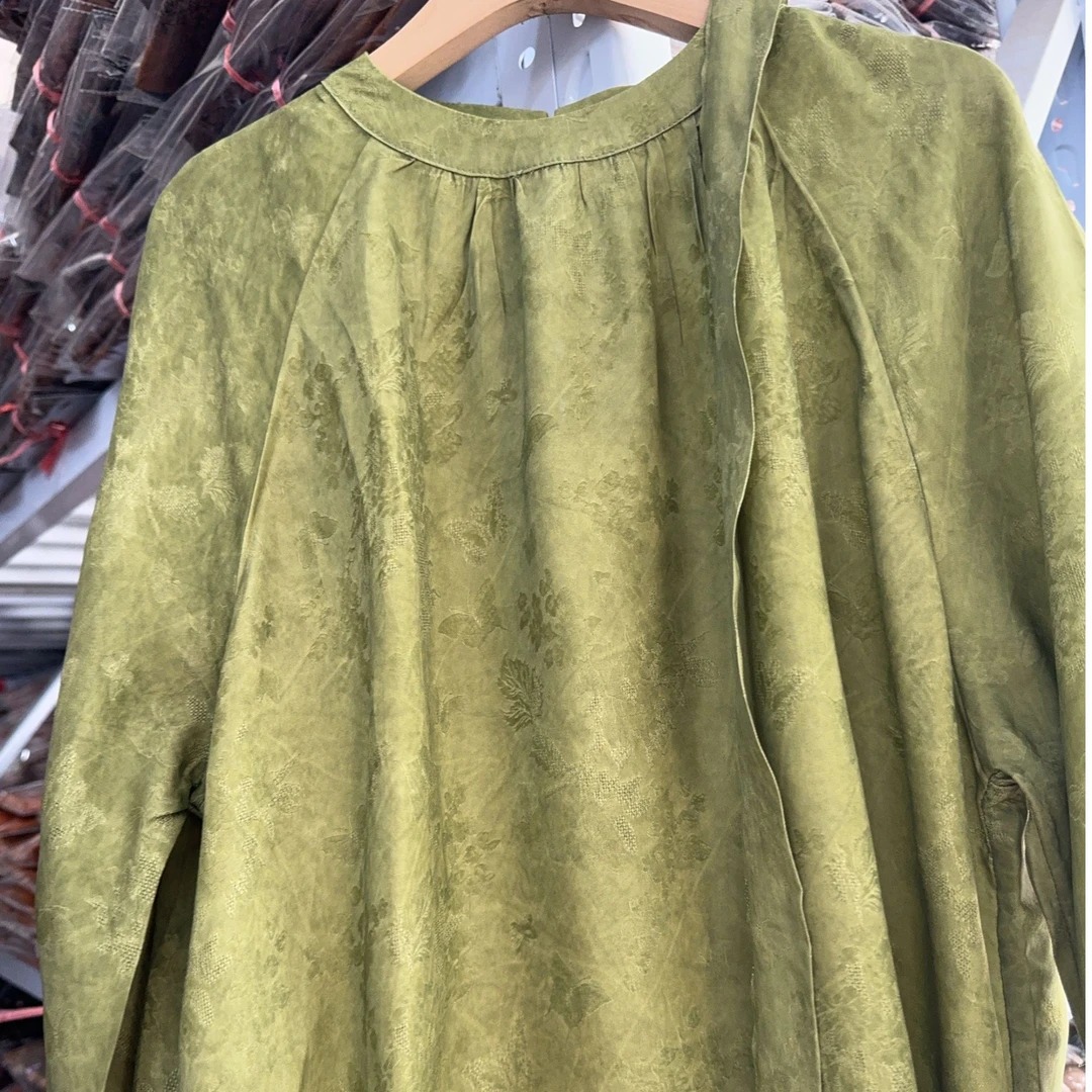 7093款新中式长款连衣裙【绿茵】