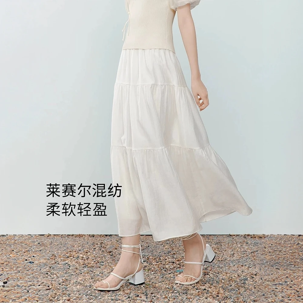 白色大码半身裙2025夏季新款法式温柔小女人气质通勤百搭单裙冰感