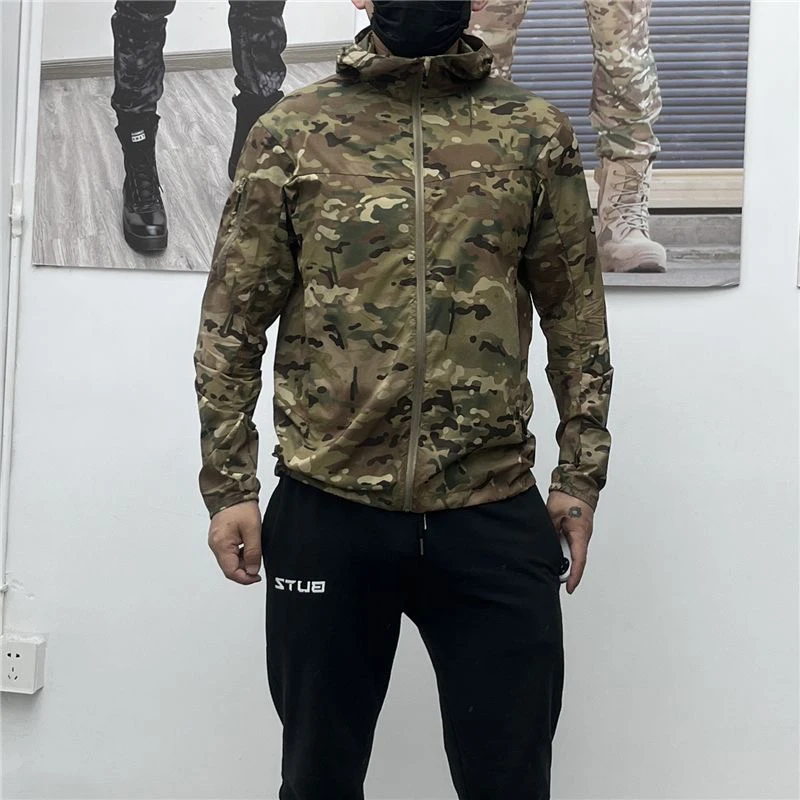 男夏户外运动超薄迷彩外套速干透气防泼水防晒紫外皮肤衣登山钓鱼