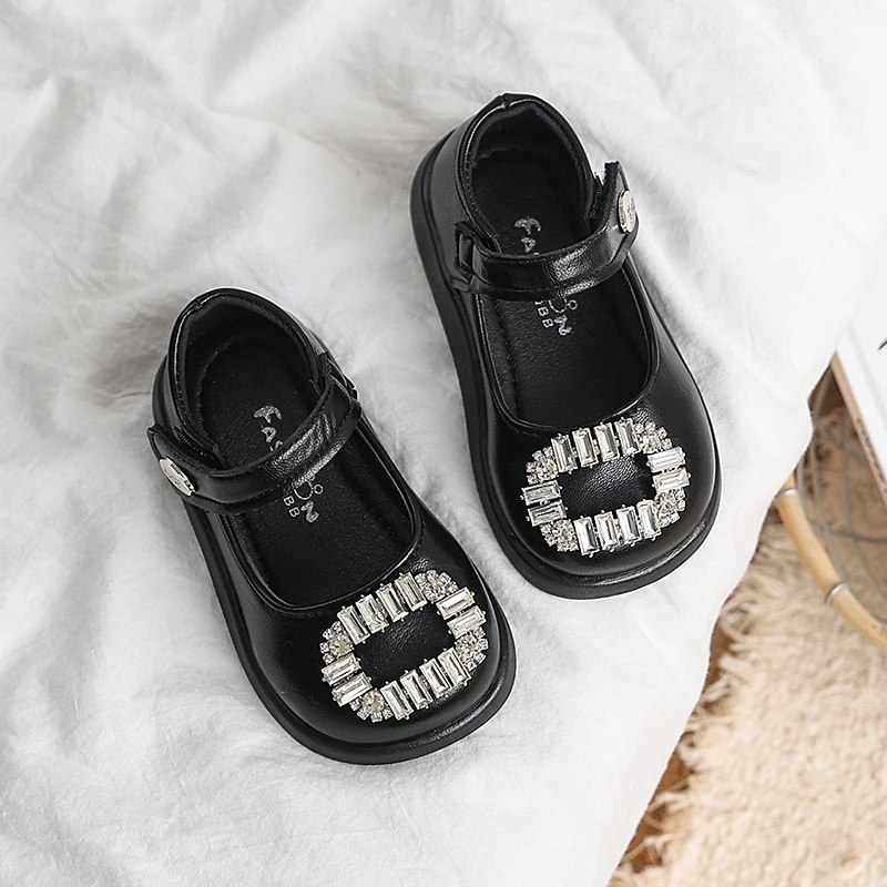 千金风夏季儿童车缝线公主水钻秋季皮鞋公主鞋春秋软底玛丽珍黑色