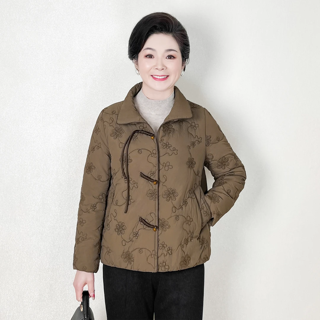 中老年女装妈妈休闲短款保暖棉服女时尚妈妈装百搭显瘦外套女