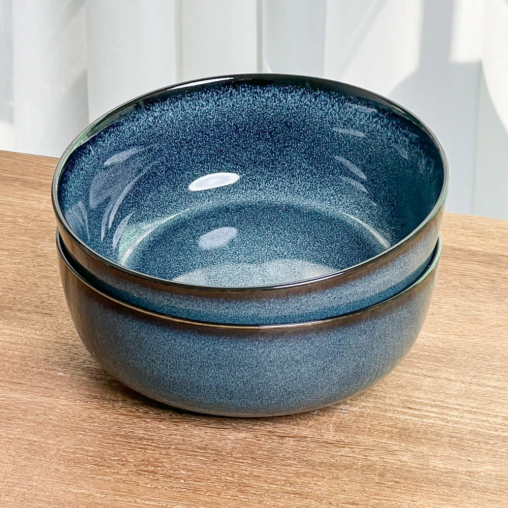 【瑕疵】釉下彩陶瓷碗窑变星空蓝沙拉碗高颜值拉面碗家用P4D