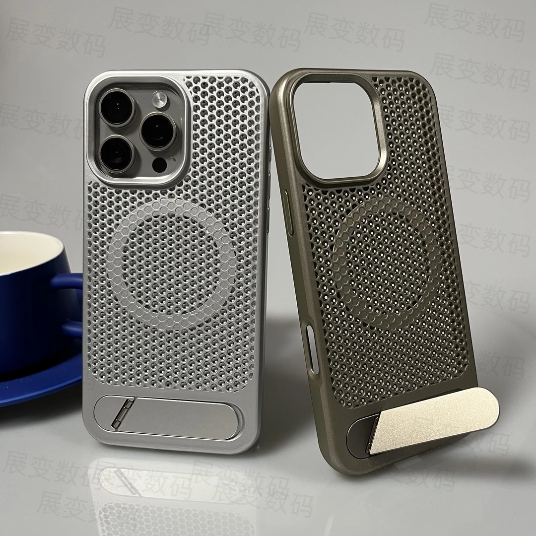 夏天散热适用苹果16promax手机壳iPhone15支架14/13磁吸12防摔套
