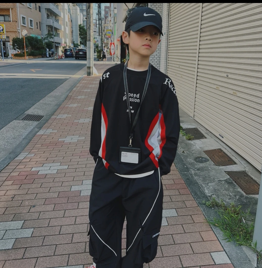 男童秋装机车服套装2025新款中大童春秋季卫衣时髦运动两件套洋气